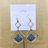 Hammered Double Square Dangle Earring