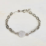 Sterling Silver Chainlink Bracelet with CZ stones