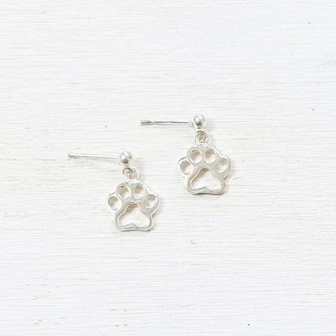 Sterling Silver Dog Paw Dangle Earring