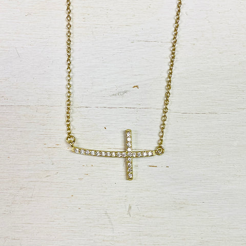 Sterling Silver w/ Gold Plating + CZ Cross Necklace