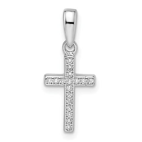 Sterling Silver CZ Cross Pendant Necklace