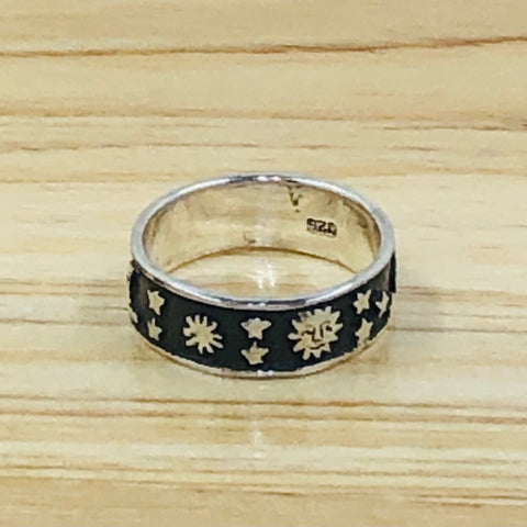 Sterling Silver Space Themed Ring-Size 6