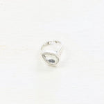 Fashion Silver Tone Sideways Teardrop Ring
