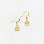 Sterling Silver Gold Plated Paw Dangle Earrings