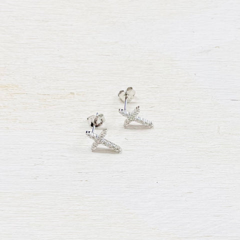 SS CZ Cross Earrings