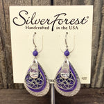 Purple and Silver Layered Earrings