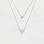 SS Layered CZ Heart Necklace 16-18”