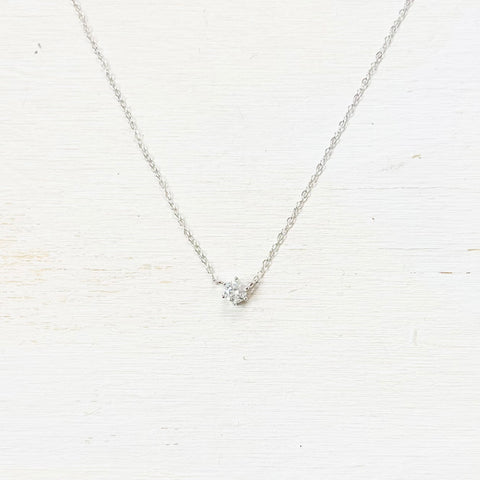 SS Single Mini CZ Necklace 16-18”