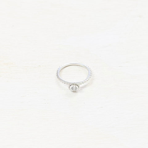 Sterling Silver Estate Clear Stone Ring