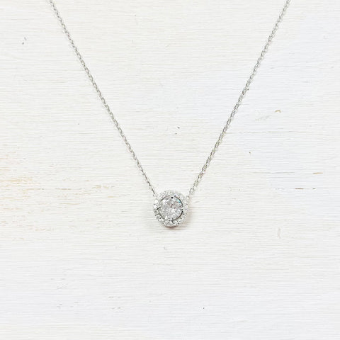 SS Circle CZ Necklace 18-20”
