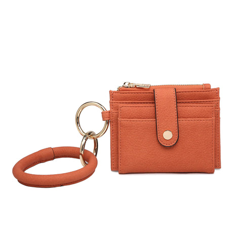 Sammie Card Wallet with Ring Handle - Burnt Coral