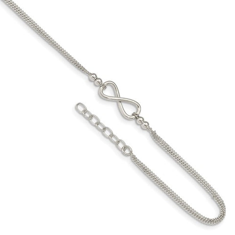 Sterling Silver Double Strand Infinity Anklet