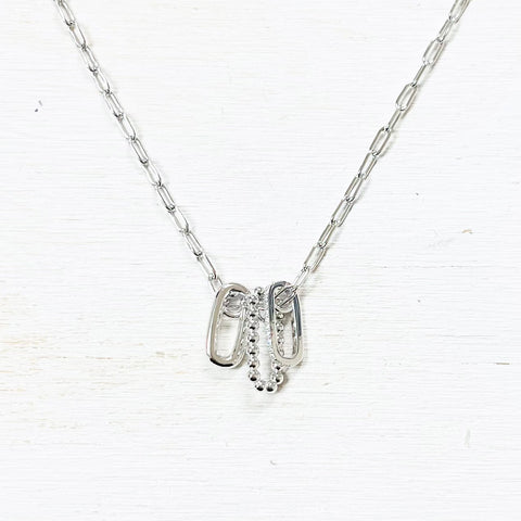 Silver Paperclip Chain Charm Necklace