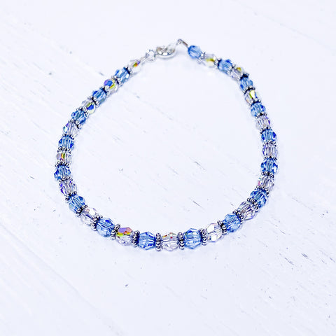 Sterling Silver March Multi Crystal Bracelet