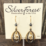Gold and Dark Gray Layered Teardrop Earrings