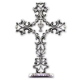 Filigree Godson Communion Standing Cross Silver-tone