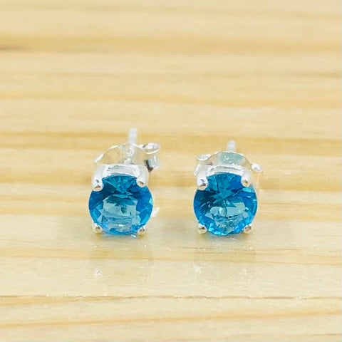 Sterling Silver Blue Stud Earrings