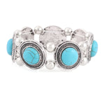 Fashion Silver Tone Turquoise Stretch Bracelet