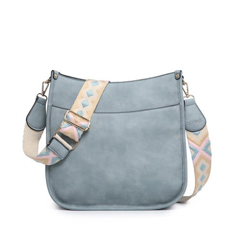 Chloe Blue Crossbody with Embroidered Guitar Strap