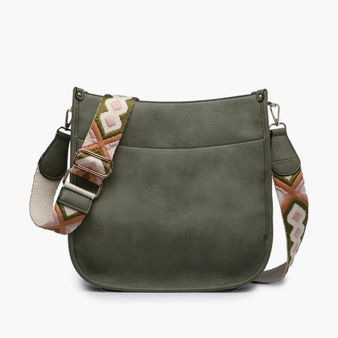 Chloe Olive Crossbody w/ Embroidered Guitar Strap