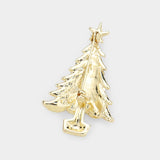 Fashion Gold Tone Rhinestone Christmas Tree Pin