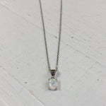 October Sterling Silver Opal Necklace