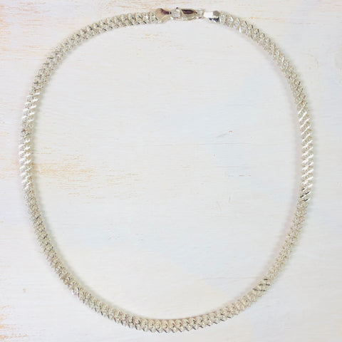 Sterling Silver Bevel Cut Rope Necklace