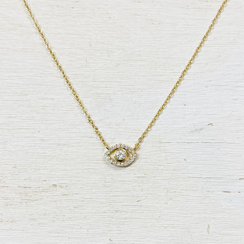 SS Gold Plated Evil Eye Necklace 16-18”