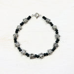 Fashion Flower and Black Bead Bracelet