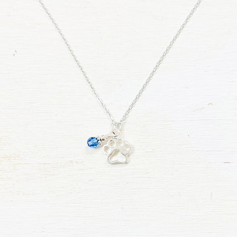 Sterling Silver Paw Charm Necklace