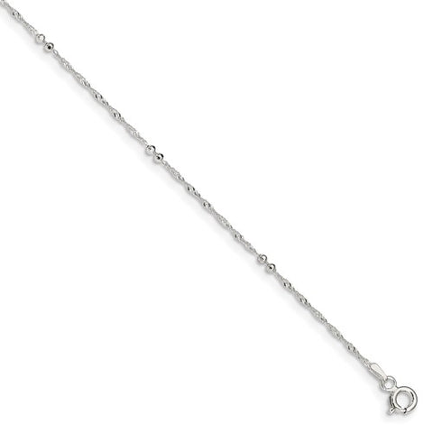 Sterling Silver Dainty Beaded Anklet