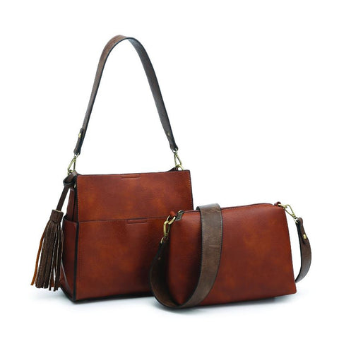 Lyla Coffee Brown Two-Tone Bucket Bag