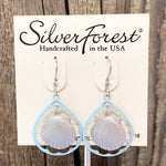 Sea Shell Teardrop Silver Forest Dangle Earrings