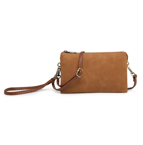 Suede Brown Riley Wristlet/Crossbody