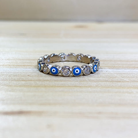 Sterling Silver All Around Evil Eye Ring