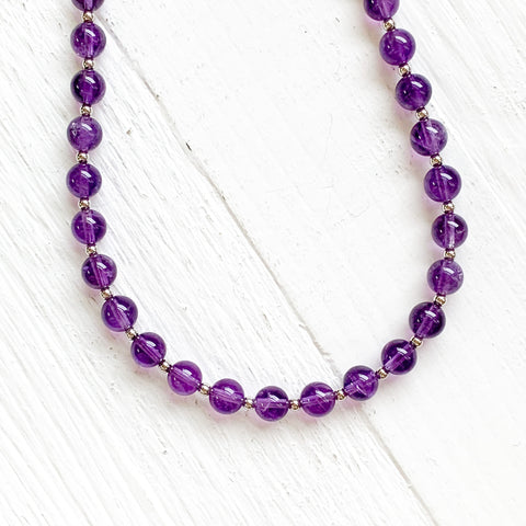 Sterling Silver Purple Beaded Necklace