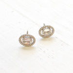 Sterling Silver April Oval Halo Stud