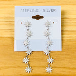 Sterling Silver and CZ  Snowflake Dangle Earrings