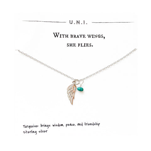 With Brave Wings, She Flies Necklace