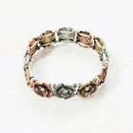 Fashion Tri Tone Floral Stretch Bracelet