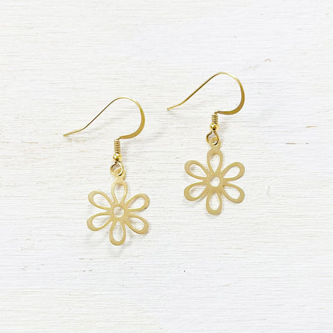 Sterling Silver Gold Plated Flower Earrings