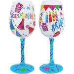 Birthday Painted Stemmed Wine Glass