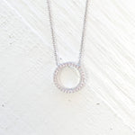 Silver Tone Open Circle Crystal Necklace