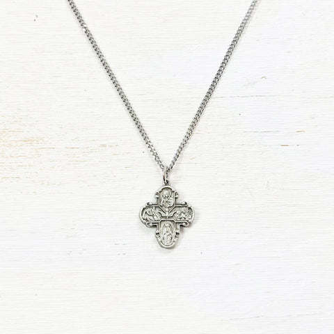 Four Way Pewter Religious Necklace