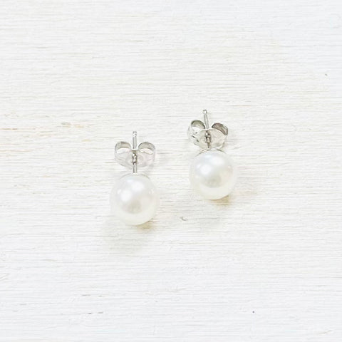 Sterling Silver Imitation Pearl Studs