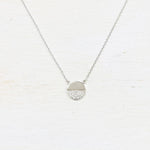 SS Circle w Half CZ Necklace 16-18”