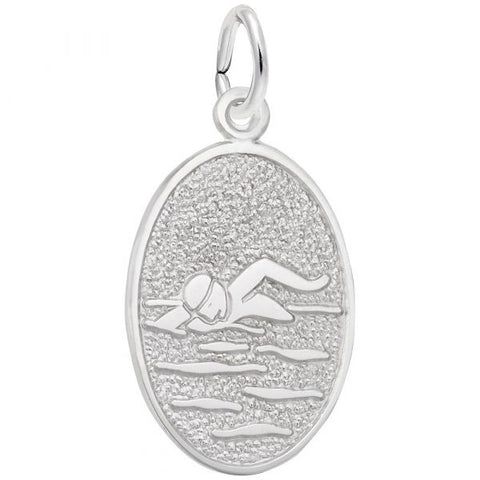 Sterling Silver Swimmer Oval Disc