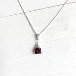 Sterling Silver February Cube Necklace