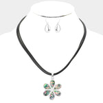 Fashion Abalone Flower Necklace Set