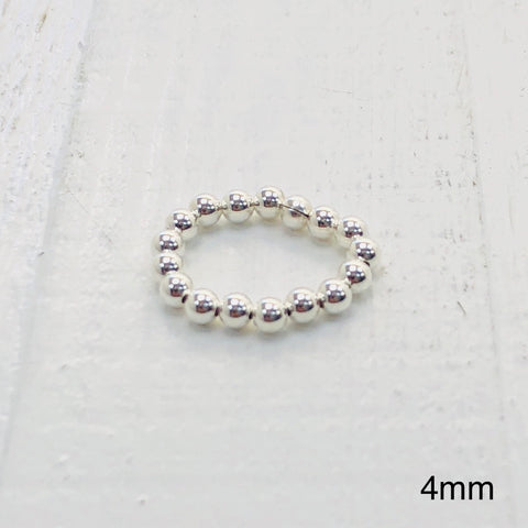 4MM BEADED STERLING SILVER RING